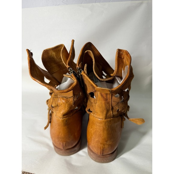 AS 98 Women\'s Ankle Boots Brown Leather Suede Cutout Accents Buckle US 8.5 EU39‎